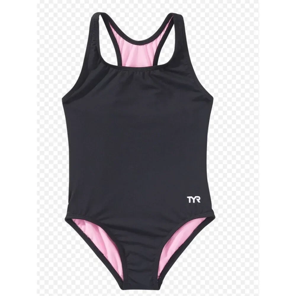 TYR Durafast Lite® Girl's Maxfit Swimsuit - Ella, Black/Pink, Size 10-12, NWT